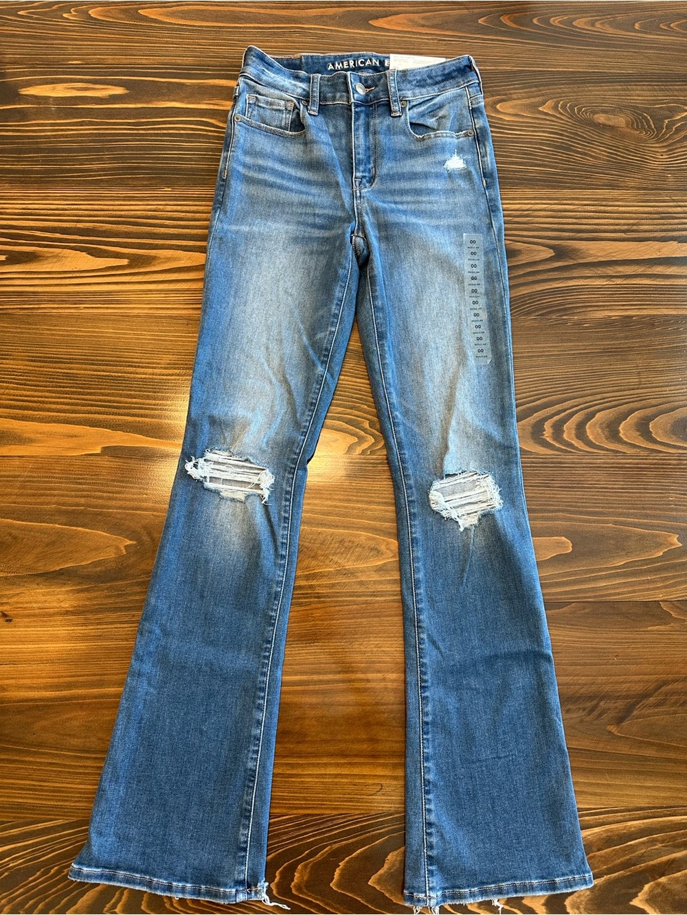 American Eagle Outfitters Blue Distressed Flare Jeans